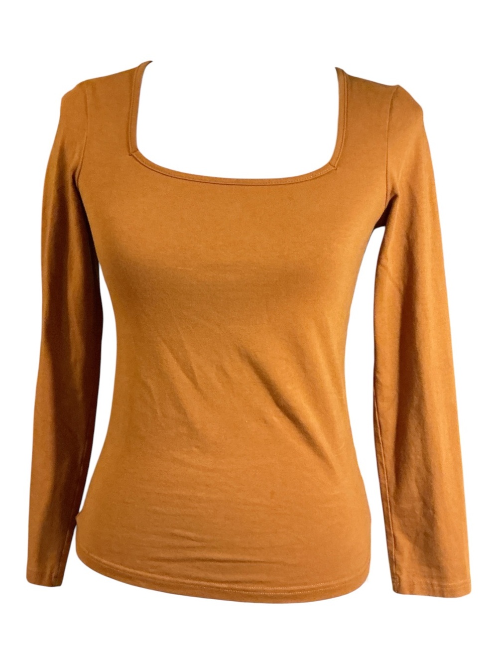 Mango Square Neck Long Sleeve Top - Rust Orange